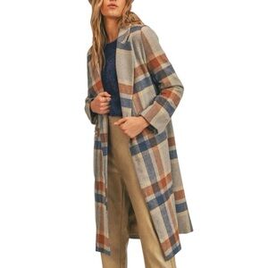 SAGE The Label All the Way Plaid Coat size Large